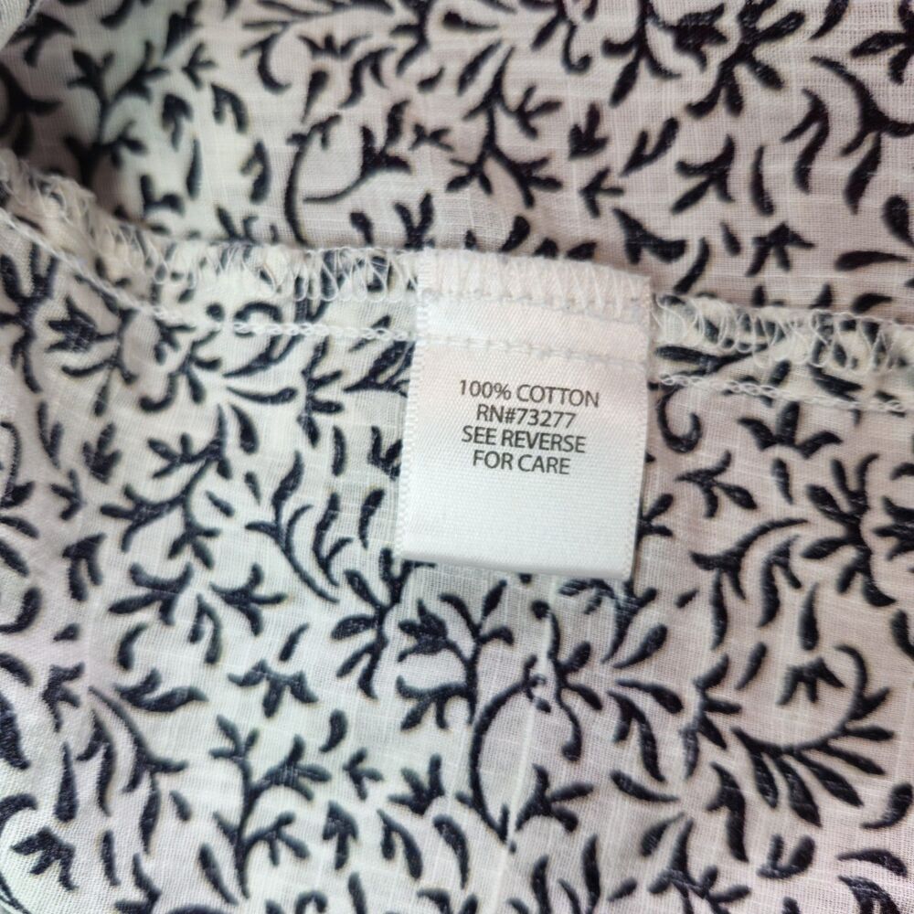 Croft & Barrow Women’s 3X Button Down Shirt Black White Paisley Leaf Vine Print - Picture 7 of 9